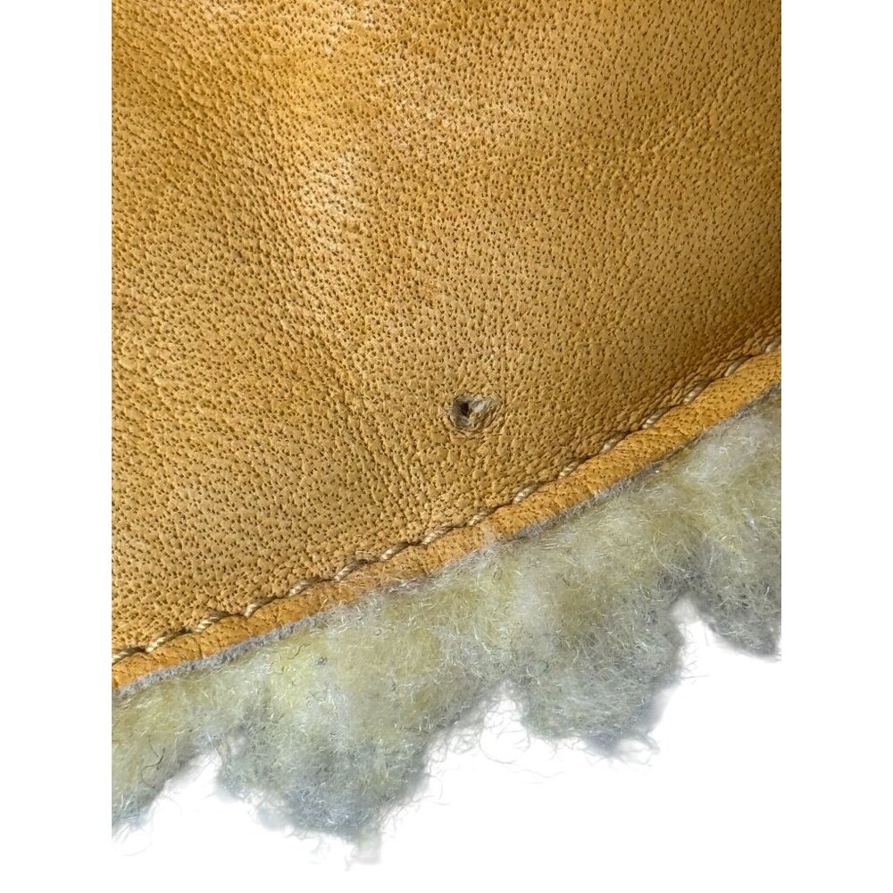Mens Yellow Leather Gloves Lined Made‎ In Canada M - Picture 6 of 7